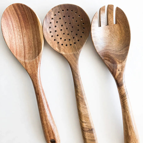 Natural Acacia Wood Kitchen Utensils | Set of 5