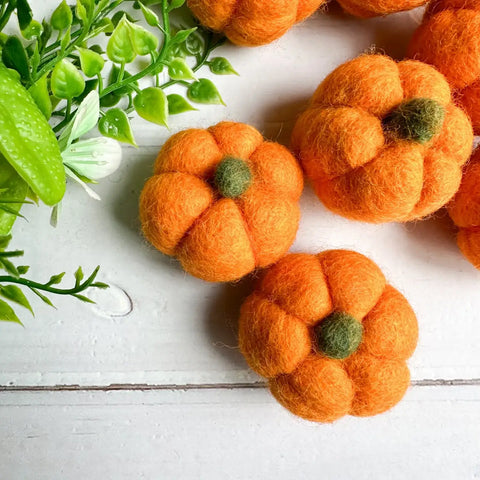 Orange Felt Mini Pumpkin
