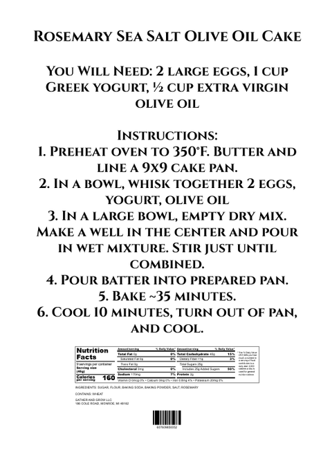 Rosemary Sea Salt Olive Oil Cake Mix