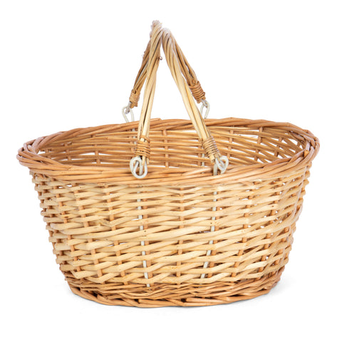 Oval White Willow Market Drop Handle Basket