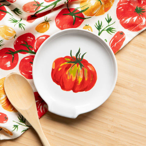 Oversized Stoneware Ceramic Spoon Rest | Heirloom Tomato