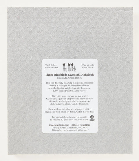 Dogwood on Grey Swedish Dishcloth