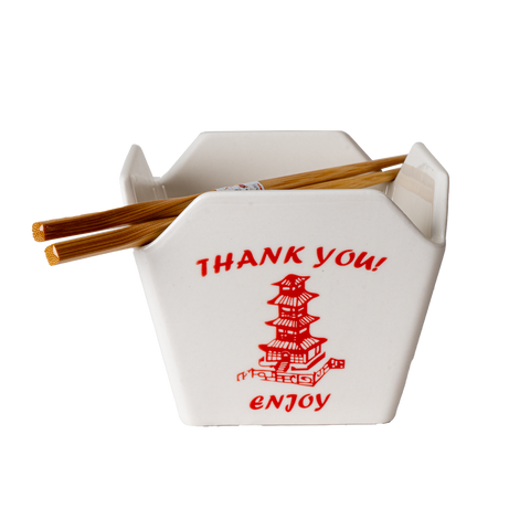 16oz 5"W x 4"H Takeout Box Serving Bowl With Chopsticks Pagoda (1/24)