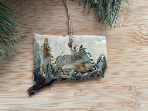 Rustic Connecticut with Trees Ceramic Ornament