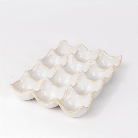 White Ceramic "Carton" Egg Holder