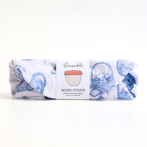 Reusable 100% Cotton Bowl Cover | Indigo Chickens