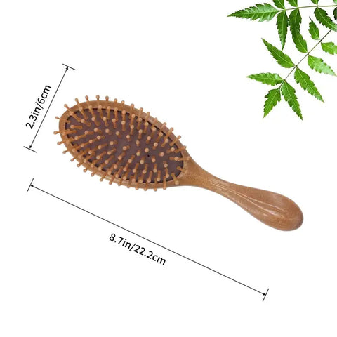 Natural Sandalwood Hair Brush with Bamboo Bristles