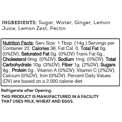 Meyer Lemon Ginger Jam Citrus Jam | 11.25oz