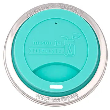 Silicone Drinking Lid with Stainless Steel Band for Jars