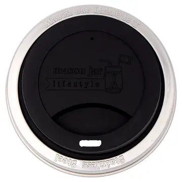 Silicone Drinking Lid with Stainless Steel Band for Jars