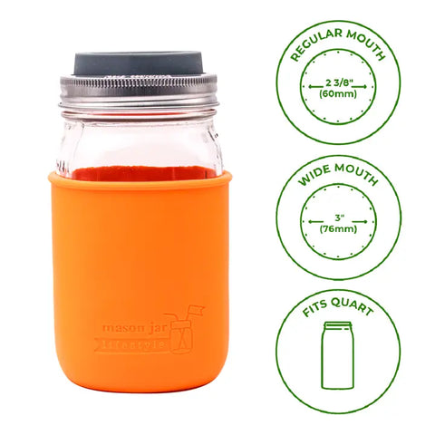 Silicone Sleeve For Regular/Wide Mouth Quart 32oz Mason Jars