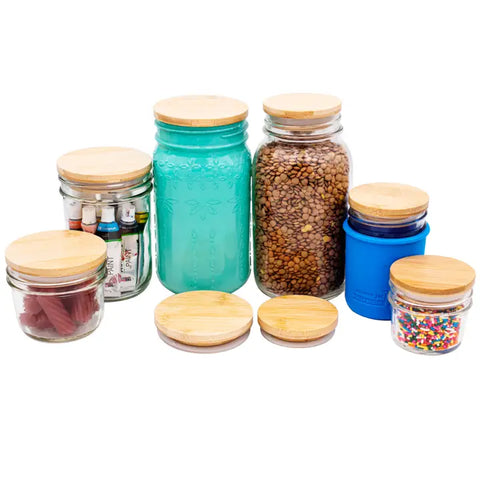 Bamboo Storage Stopper Lids For Mason Jars