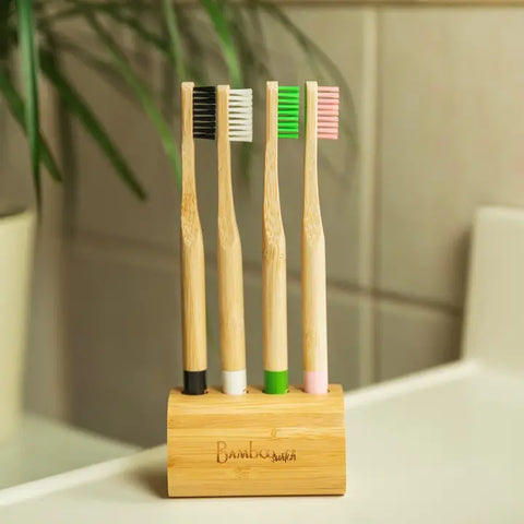 Bamboo Toothbrush Family Stand