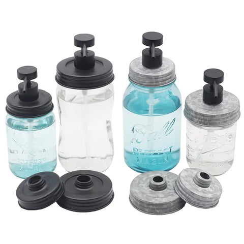 Charcoal Black Soap Pump Lid Kit For Mason Jars